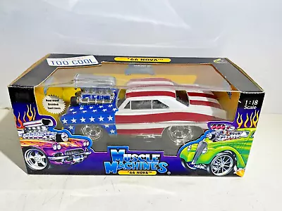 New Muscle Machines '66 Nova Red White Blue 1:18 Diecast Model Car • $59.95