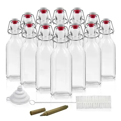 $29.99 • Buy Nevlers 8.5 Oz. Airtight Glass Swing Top Bottles + Accessories (Pack Of 12)