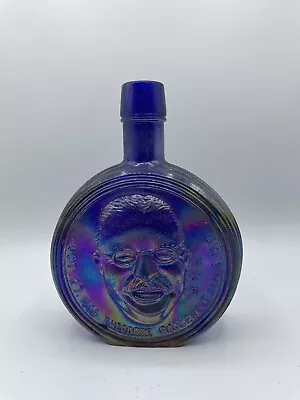 Wheaton 1st Edition JFK John F Kennedy Blue Carnival Glass Decanter Bottle 8” • $25