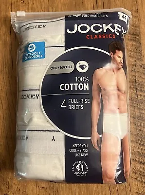 Jockey Classics 4 Full-Rise Briefs White 44 With Stay Cool Technology NEW • $25