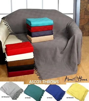 Ascot Cotton Throw BlanketSofa ThrowSettee Cover [10 COLORS5 SIZES] • £21.99