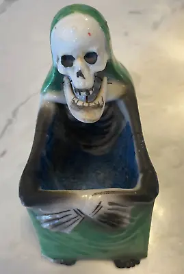 Vintage Skeleton Ashtray 50’s Japan Hinged Jaw Nodder Halloween • $195