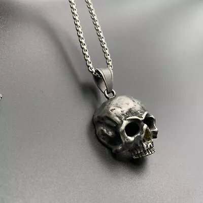 Gothic Pendant Necklace Stainless Steel Biker Punk Skull Chain Set For Men Gift • $9.99