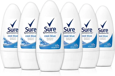 £9.12 • Buy Sure Women Cool Blue Roll-On Antiperspirant Deodorant  - 50 Ml Pack Of 6