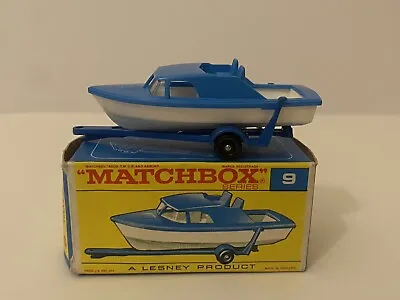 Matchbox 1-75 No.9 Boat & Trailer Lesney MIB Lesney Original Vintage Toy • $80