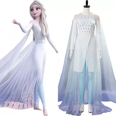 Ice Gown Queen Princess Elsa Ahtohallan Cave Cosplay Costume Dress Pants • £51.59