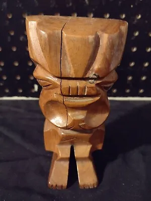 Vintage Carved Souvenir Hawaiian Tiki God Alii Wood Design Mid Century  ( F164 ) • $41