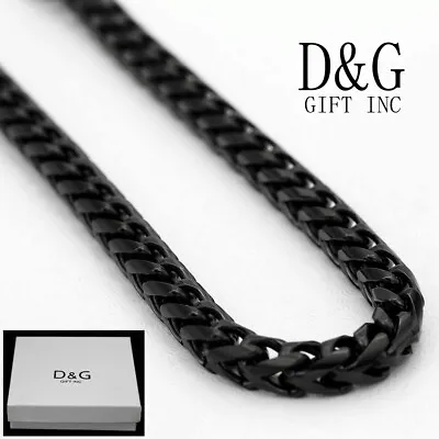 DG Men's 24  Black Stainless Steel 5mm Smooth Franco Chain-Necklaces + Box • $22.99