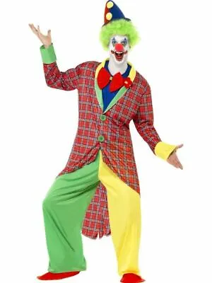 Mens Deluxe La Circus Clown Costume Halloween Performer Fancy Dress Silly • £30.15
