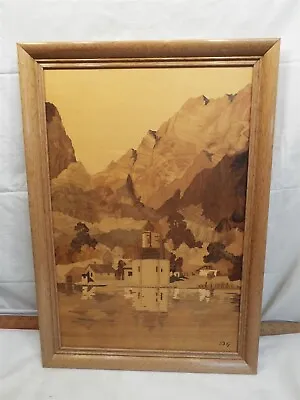 Buchschmid Gretaux Wood Art Marquetry Picture Berchtesgaden Inlay Germany Castle • $649.99