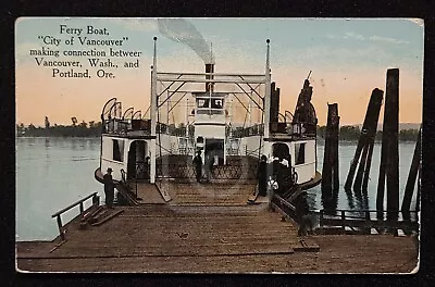 Scarce Postcard Ferry Boat Columbia River. Vancouver Washington. 1910's.  • $18.95