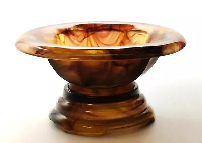 Art Deco 1930s Davidson 1907TD Amber Cloud Glass Flower Bowl & Plinth • £19.99