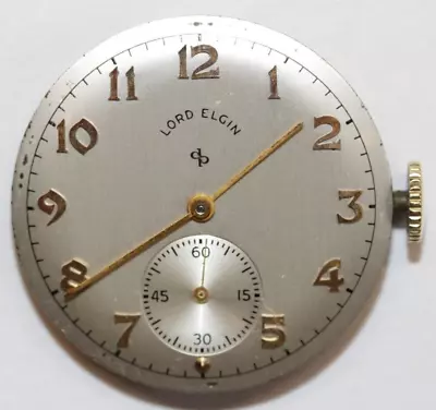 Vintage Lord Elgin 21 Jewel Watch Movement Running FOR SHORT PERIOD NEEDS WORK • $27.99