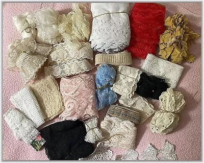 Lace And Trim Lot Vintage & New Many Colors Sizes And Materials Crafts Lingerie • $26.50