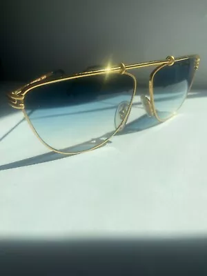 Gianfranco Ferre Blue Lens Vintage Aviator Gold Designer Sunglasses • $195