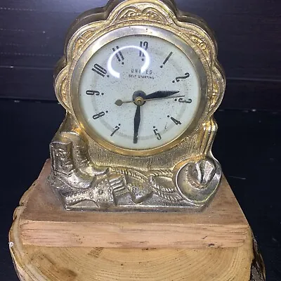 Vintage Art Deco United Clock  Mid Century MCM Wood Mantel Desk • $34.95