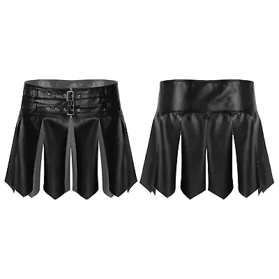 Mens Faux Leather Gladiator Skirt Kilt LARP Halloween Tassel Punk Gothic Costume • $15.55