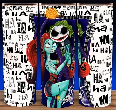 Jack & Sally Joker & Harley Quinn Nightmare Mug Cup Tumbler 20oz With Lid • $19.95