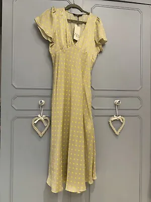 Zara Polka Dot Dress Satin Long Size L • £20