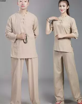 Chinese Adults Unisex Tai Chi Uniforms Kung Fu Clothing YOGA Fitness Zen Clothes • £31.08