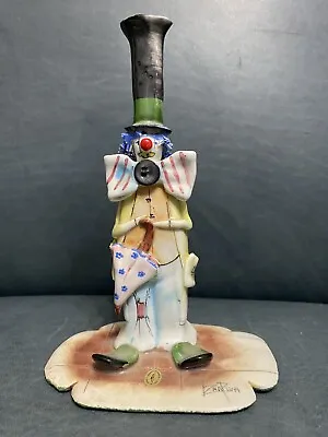 Vintage ZAMPIVA CLOWN TALL HAT  FIGURINE MADE IN ITALY SIGNED RARE 7.5  H • $12