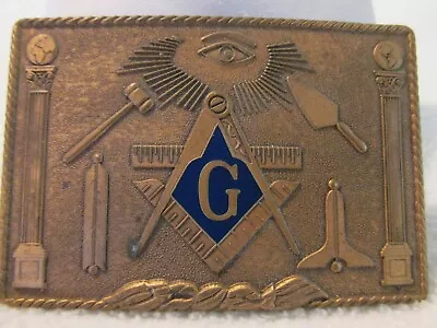 Vintage Brass Masonic Mason’s Belt Buckle 1978 Harry Klitzner Co Providence RI. • $18