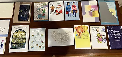 15 Lot Different Unused 12 Chanukah Hanukkah Greeting Cards + Env 3 Christmas • $18.99