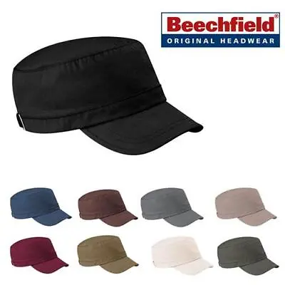 Beechfield Army Cap 100% Heavy Wash Cotton Mens Combat Black Military Hat B34 • £7.49