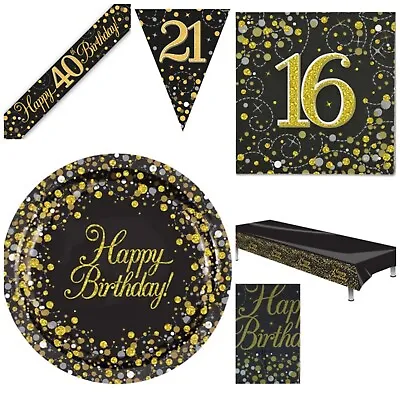 Black Gold Milestone Birthday Napkins Serviettes Plates Table Covers • £1.50