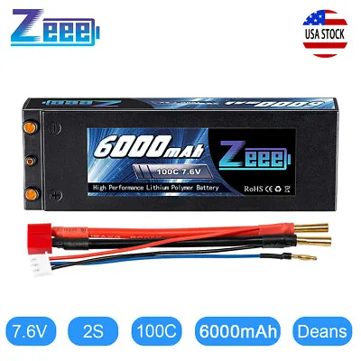 $29.99 • Buy Zeee 6000mAh 100C 7.6V 2S LiPo Battery Hardcase Dean Plug For RC Car Truck Boat 