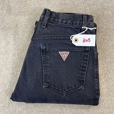 Vintage Guess Jeans Women (28) 25x32 Tapered Leg Black Wash High Rise Mom USA • $35