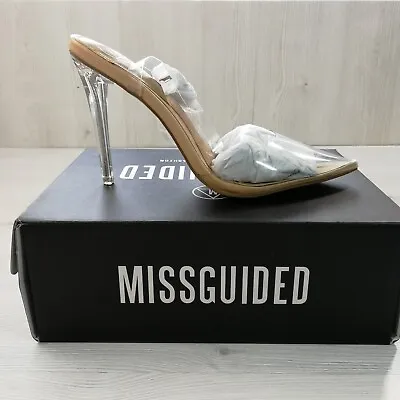 Missguided Women's Nude Clear Ankle Strap Court Shoes UK6 EU 39 • £18.99