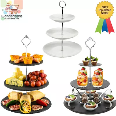 3 Tier Ceramic Cake Stand Tea Cupcake Party Wedding Display Tableware Holder • £3.49