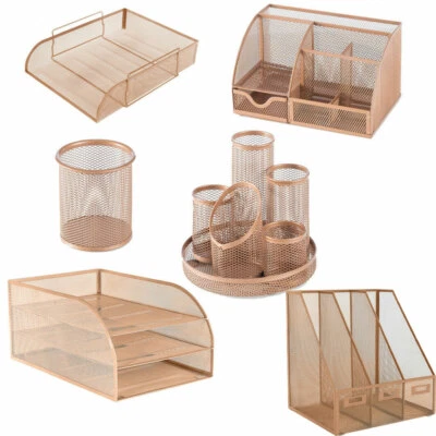 £8.99 • Buy Osco Mesh Rose Gold Desk Organiser, Pencil Pot, Magazine Rack Or Tray