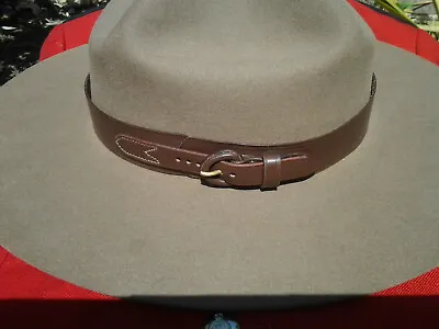 Mountie Style Brown Leather Hat Band For Stetson Montana Peak 26  Length • $22