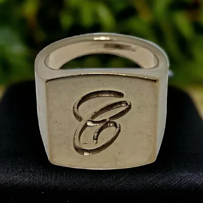 CHLOE Designer Engraved Square Signet Pinkey Monogram Ring Size 48 • $167.85