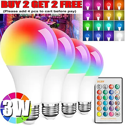 3W E26 E27 16 Color Changing Light Bulb W/ Remote Control Dimmable RGB LED Bulbs • $6.48