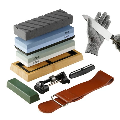 $41.99 • Buy VEVOR Whetstone Knife Sharpening Kit 3PCS Knife Sharpening Stones 150-8000 Grit