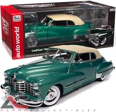 Autoworld Aw315 1:18 1947 Cadillac Series 62 Cabriolet (ashley Green) • $99.99