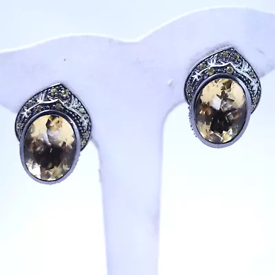 Matthew Campbell Laurenza Sterling Silver Citrine Sapphire & Enamel Earrings • $240
