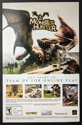 Monster Hunter Print Ad Game Poster Art PROMO Original PlayStation 2 PS2 Capcom • $9.99
