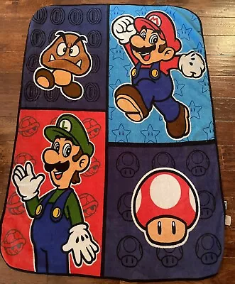 Nintendo Super Mario Fleece Throw Blanket-  2012 • $14.99