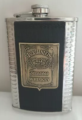 STAINLESS STEEL HIP FLASK JACK DANIELS 9 Oz FOR LIQUOR ALCOHOL SPIRITS • $9.95