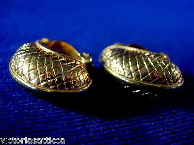 Collectible JOSEPH MAZER Gold Tone Clip-On Earrings - Signed - Estate Jewelry • $22.99