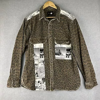 Zara Man Relaxed Fit Jacket Mens XL Leopard Print Distressed Comic Streetwear • $28