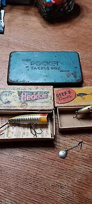 1950's Pocket Tackle Box With 2 Vintage Lures • $150