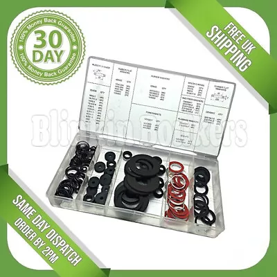 125pc Tap Ring Washer Assortment Plumbers Ball Valve Tap Seal Fibre Repair Kit • £5.79