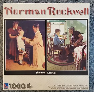 NEW Norman Rockwell 1000 Pc Puzzle HIS FIRST DAY OF SCHOOL/THE BOY WHO PUT THE.. • $9.95