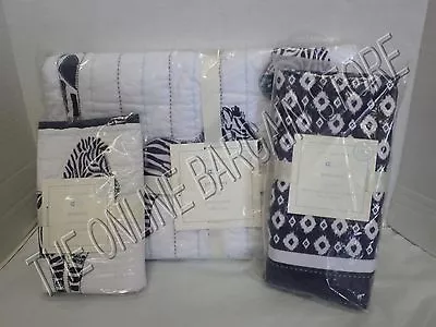 Pottery Barn Kids Prescott Baby Nursery Bedding Set Quilt Skirt Sham Zebra • $195.07
