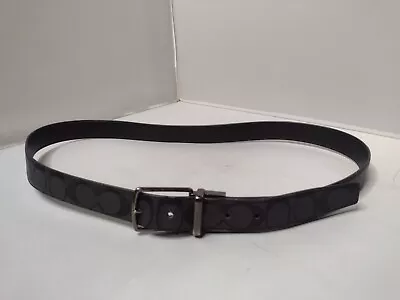 Coach Mens Harness Monogram Belt Black Gray Logo C Size 42 B18 • $23.98